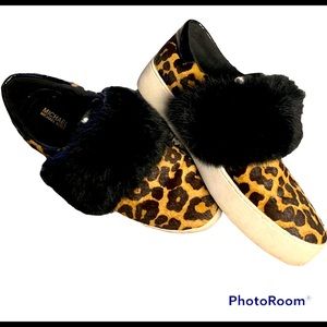 MICHAEL KORS Women’s Genuine Calf Hair with Maven Leopard Print Sneakers